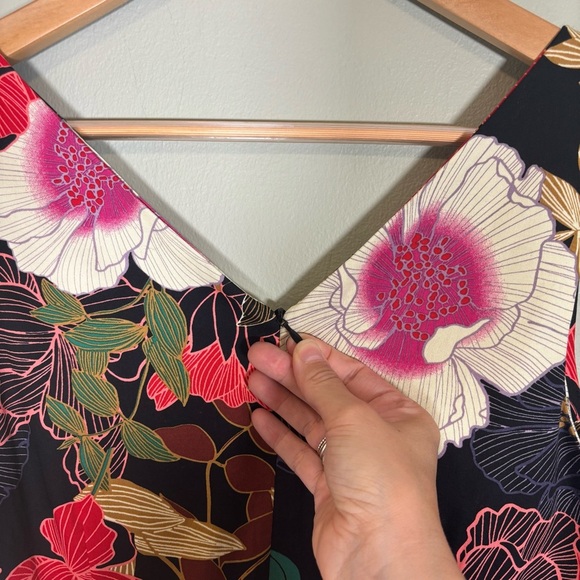 Eva Rose Fit & Flare V-Neck Front & Back Full Skirt Dress-Floral-Women Large - Picture 7 of 8